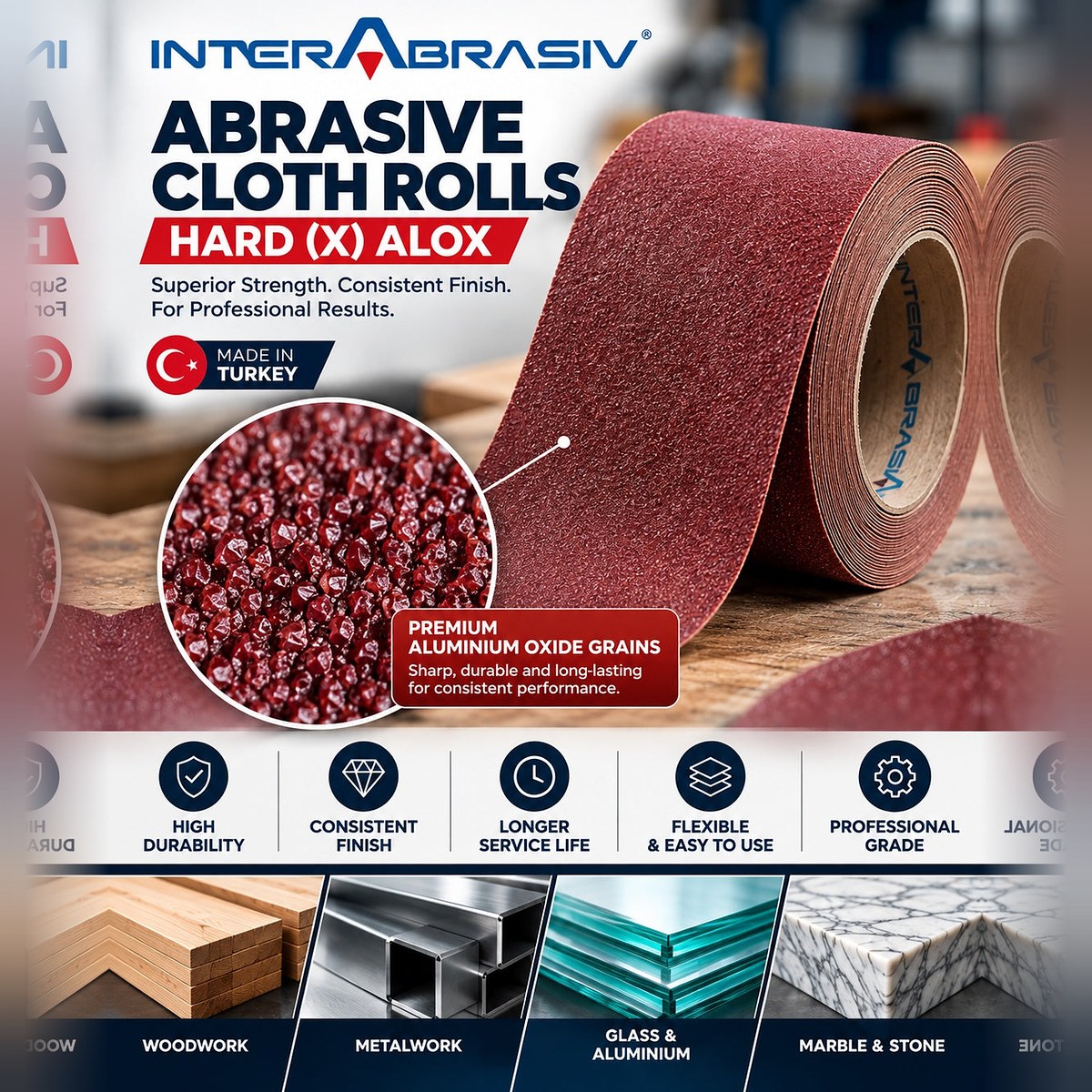 Interflex Abrasive Cloth Roll – Hard X-Weight ALOX