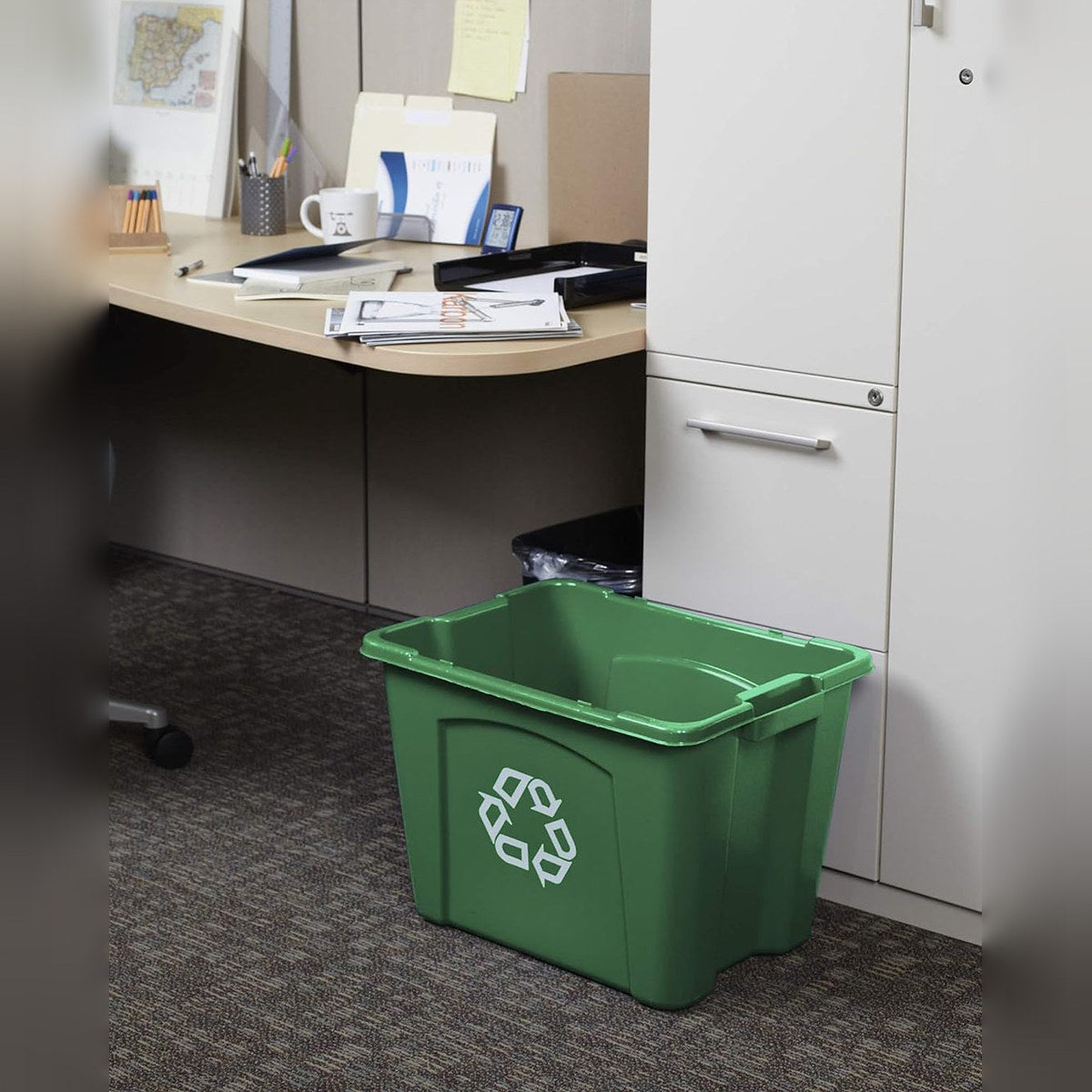 Rubbermaid Commercial Recycling Box 14 Gal Green