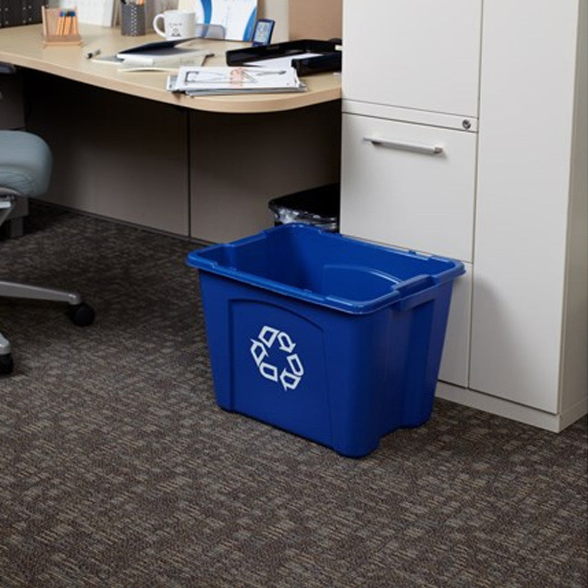 Rubbermaid Commercial Recycling Box 14 Gal Blue