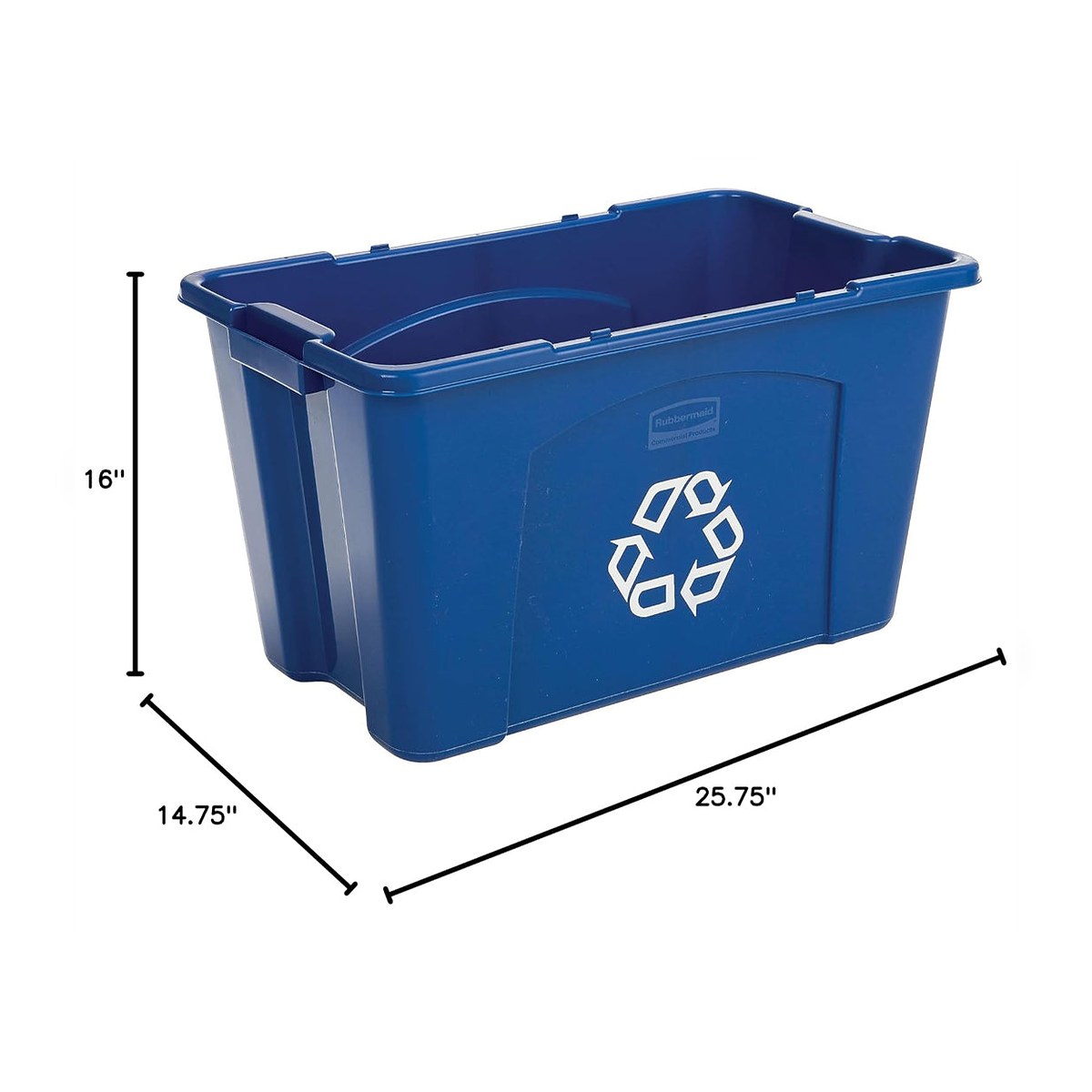 Rubbermaid Commercial Recycling Box 18 Gal Blue