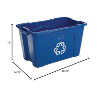 Rubbermaid Commercial Recycling Box 18 Gal Blue