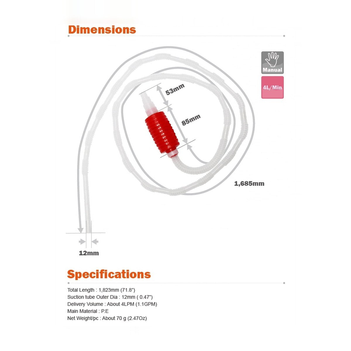 DP 50 SIPHON HAND PUMP WITH LONG HOSE