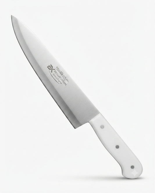 Professional Stainless Steel Chef's Knife - White Handle
