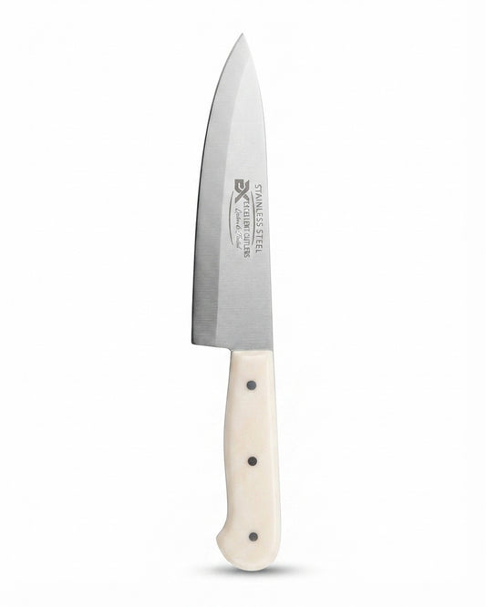 Professional Stainless Steel Chef's Knife - White Handle