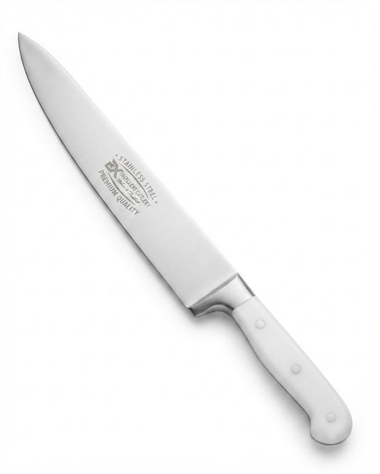 Professional Stainless Steel Chef's Knife - White Handle