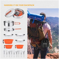 compare product KingCamp KA2008 Adventure Stainless Steel Camping Cookware Mess Kit 25Pcs