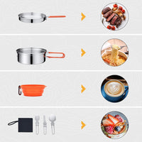 KingCamp KA2008 Adventure Stainless Steel Camping Cookware Mess Kit 25Pcs