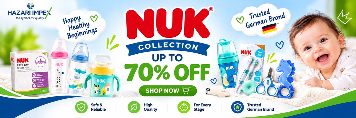Shop NUK Baby Care at Hazari Impex! Enjoy up to 70% OFF on selected essentials + FREE GIFTING on orders above Rs. 4,000. Shop now!