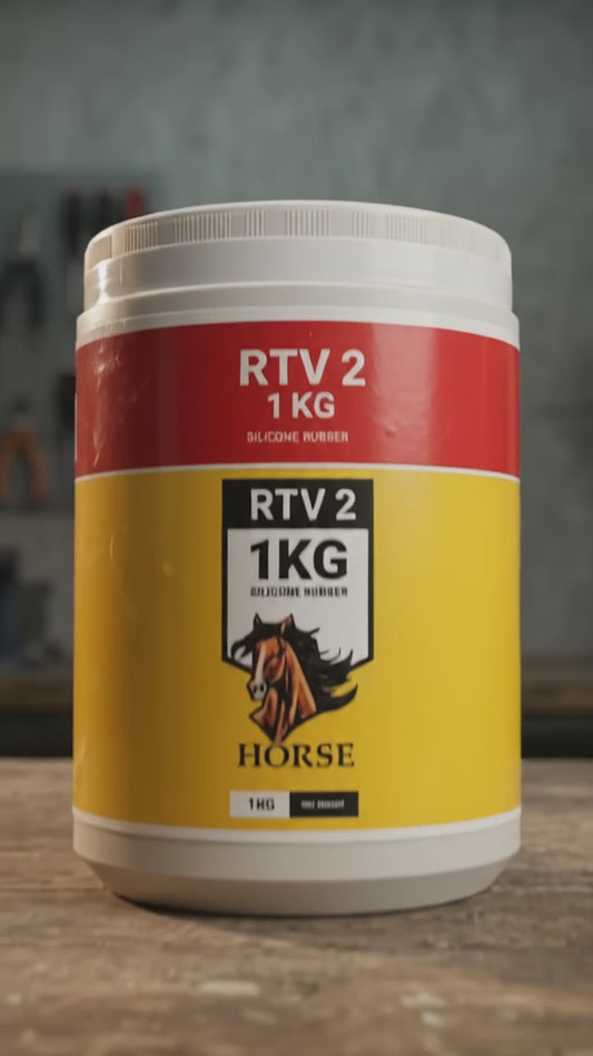 6-second clip showing Horse RTV-2 liquid silicone rubber being poured to create a flexible mold.