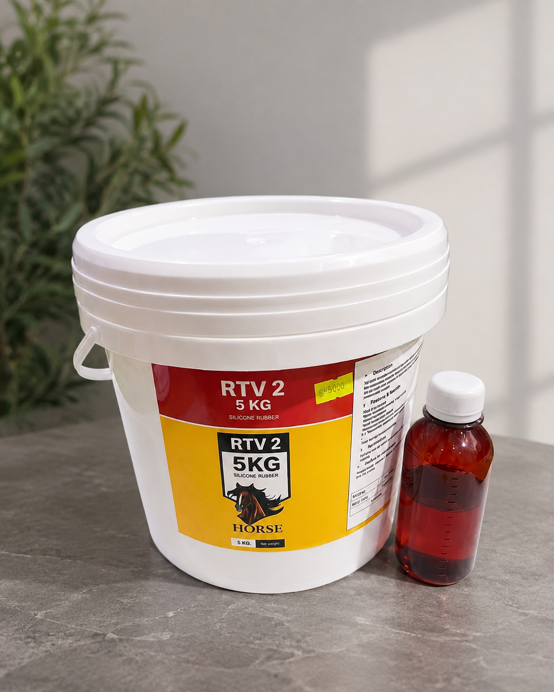 Horse RTV-2 Silicone Rubber 5KG with Curing Agent | Liquid Silicone Rubber for Mould Making, Resin Casting, Plaster, Gypsum & Concrete Molds