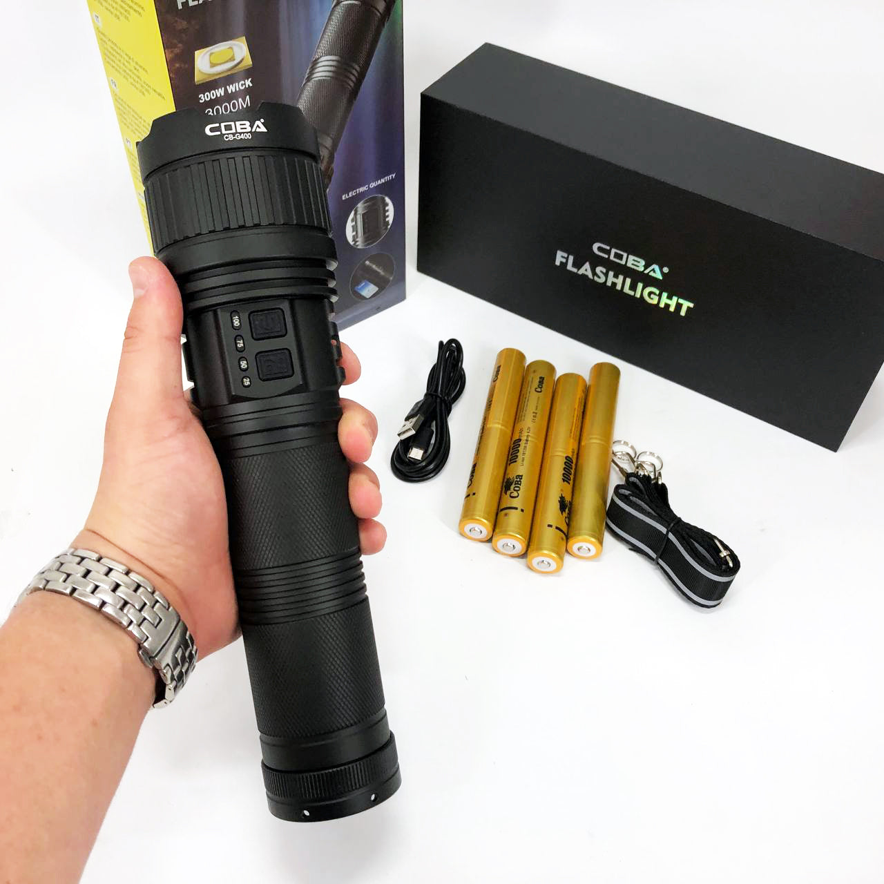 COBA Aluminum Alloy Strong Light Flashlight CB-G400