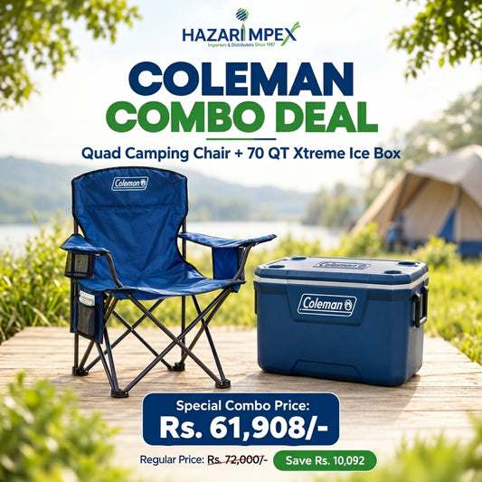 Coleman Combo – Quad Camping Chair with 4-Can Cooler + 70 Quart Xtreme Ice Box
