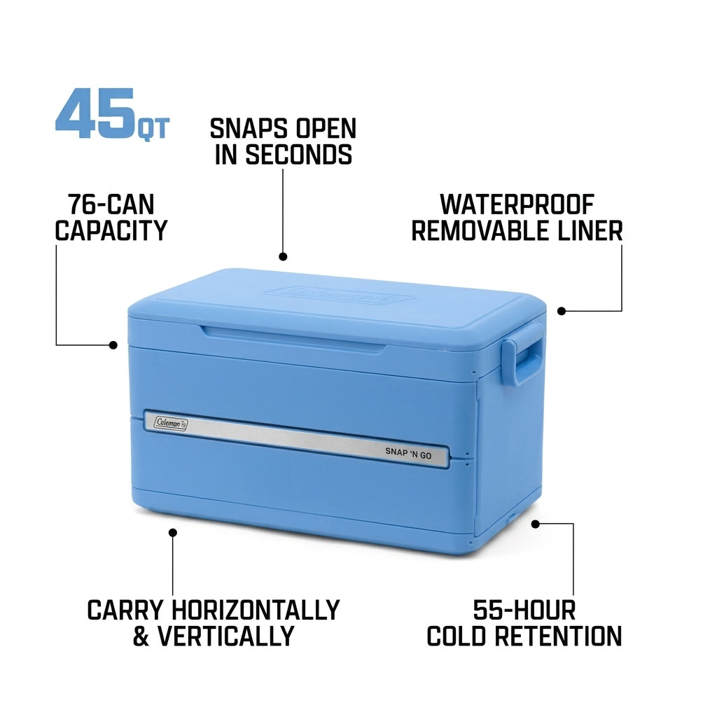 Coleman Snap ’N Go  Series 35QT, 45QT & 55QT Collapsible Cooler